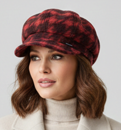 Caciuli si palarii dama - Caciula de dama stil bereta EMILIA cu cozoroc 100% lana, marime universala TTO22.01.TO18 Rabionek Polonia