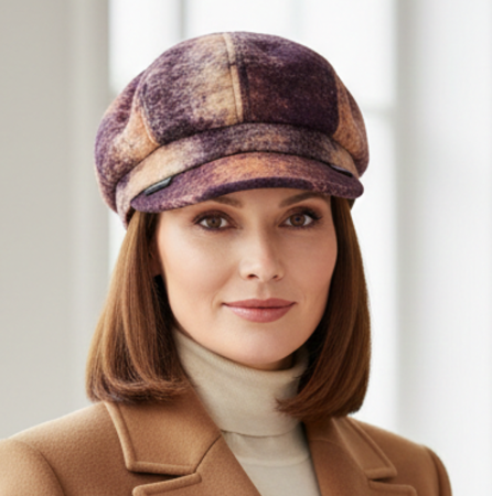 Caciuli si palarii dama - Caciula de dama stil bereta EMILIA cu cozoroc 100% lana  TTO22.01.T02 Rabionek Polonia