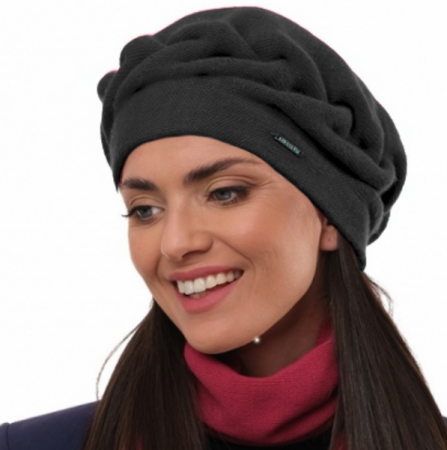 Caciula de dama stil bereta lana, marime universala  BDZ23.04.9008 negru Rabionek made polonia [0]