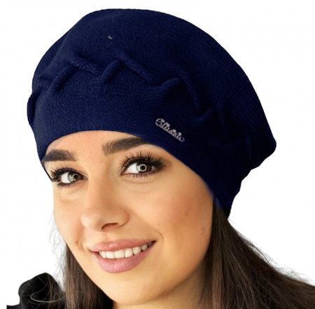 Caciula de dama stil bereta, marime universala, culoare bleumarin  BELLA [1]