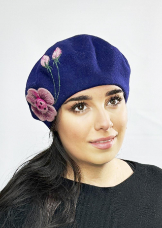 Caciula de dama stil bereta, marime universala, culoare bleumarin,  BM22.03 [0]