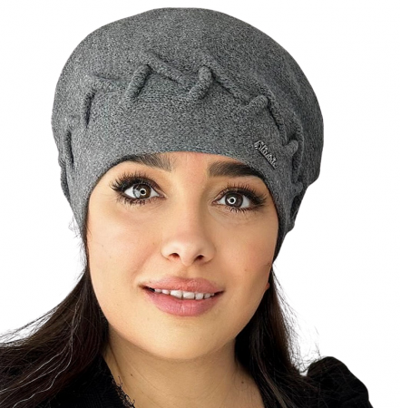 Caciula de dama stil bereta, marime universala, culoare gri, BELLA [1]