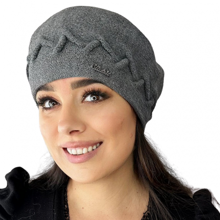 Caciula de dama stil bereta, marime universala, culoare gri, BELLA [0]