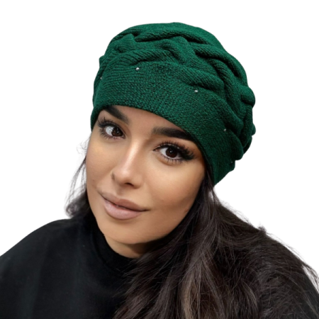 Imbracaminte femei - Caciula de dama stil bereta, marime universala, culoare verde, BELLA