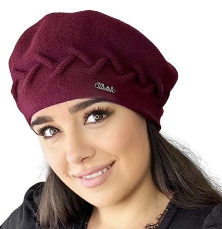 Caciula de dama stil bereta, marime universala, culoare visiniu, BELLA [0]