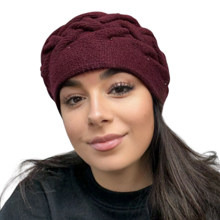 Caciula de dama stil bereta, marime universala, culoare rosu vin, BELLA [1]