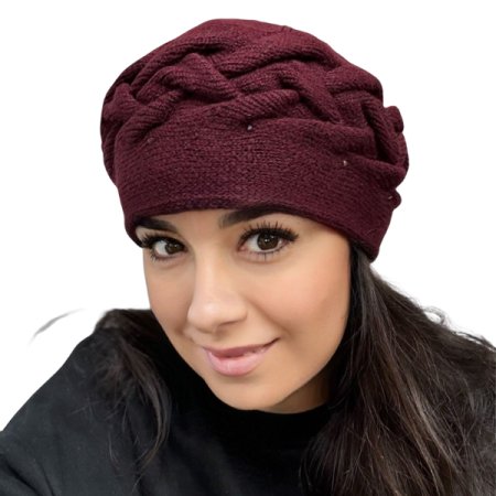 Imbracaminte femei - Caciula de dama stil bereta, marime universala, culoare rosu vin, BELLA