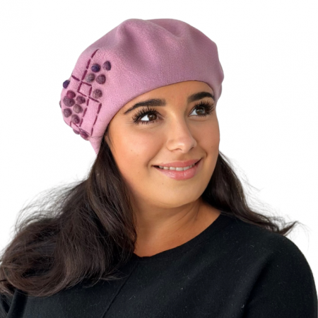 Caciula de dama stil bereta mov 100% lana, marime universala  BM22.02.M02 Polonia [1]