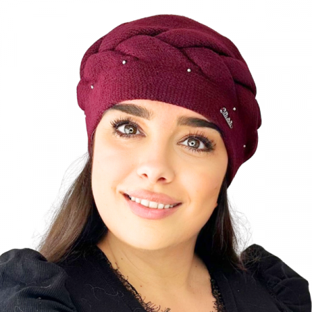 Caciula de dama stil bereta model SORANA, marime 58-60, culoare VISINIU Caciula de dama stil bereta model SORANA, marime 58-60, culoare VISINIU