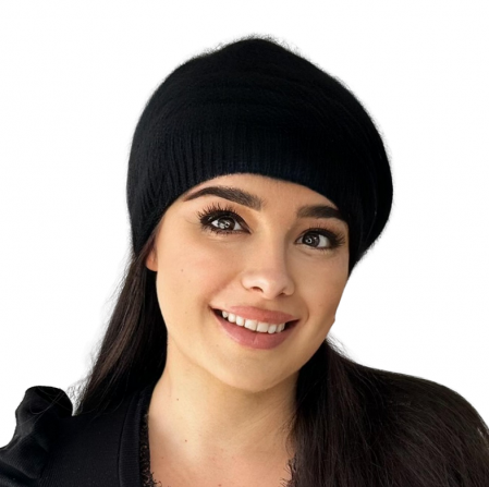 Caciula dama stil bereta CARLA  din angora, pufoasa, marime 58-60, culoare neagra [1]