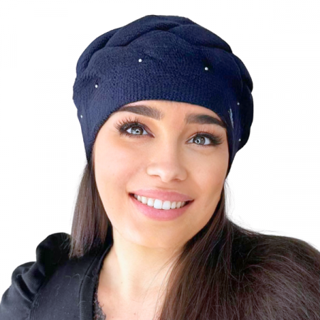 Caciula de dama stil bereta model SORANA, marime 58-60, culoare bleomarin [1]