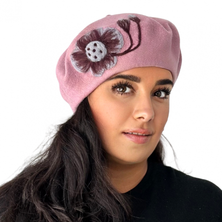 Caciula de dama stil bereta roz 100% lana, marime universala  BM22.03.R01 Polonia [1]