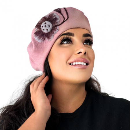 Caciula de dama stil bereta roz 100% lana, marime universala  BM22.03.R01 Polonia [0]