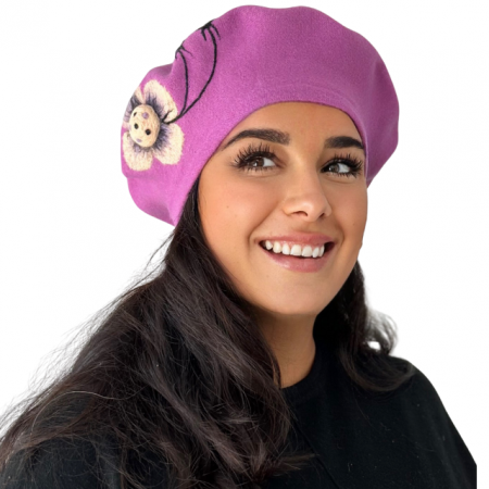 Caciula de dama stil bereta roz 100% lana, marime universala  BM22.03.R02 Polonia [0]