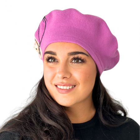 Caciula de dama stil bereta roz 100% lana, marime universala  BM22.03.R02 Polonia [1]