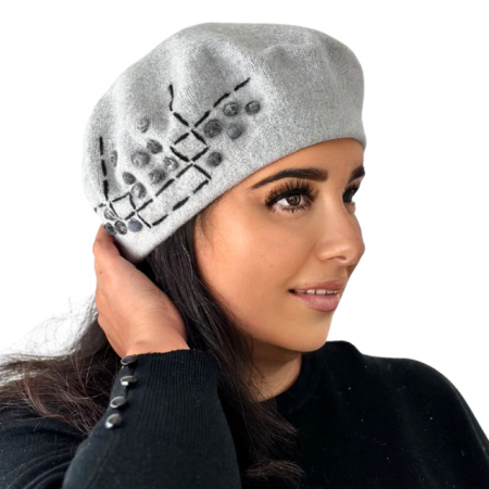 Caciula de dama stil bereta gri 100% lana, marime universala  BM22.02.G01 [1]