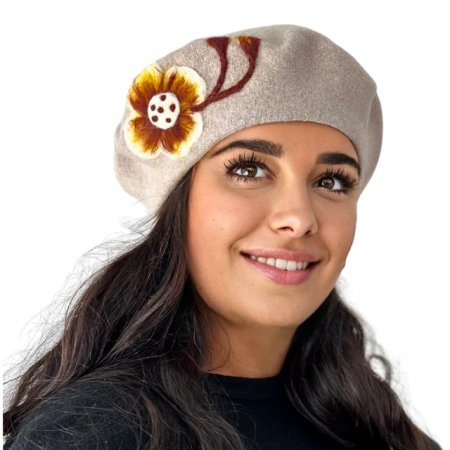 Caciula de dama stil bereta bej 100% lana, marime universala  BM22.03.B01 Polonia [0]