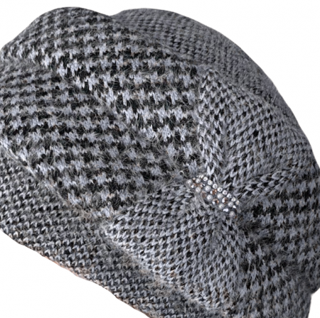 Caciula eleganta de dama Ema din angora, marime  58-60 universala, culoare gri/negru [1]