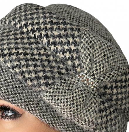 Caciula eleganta de dama Ema din angora, marime  58-69 universala, culoare crem  negru [2]
