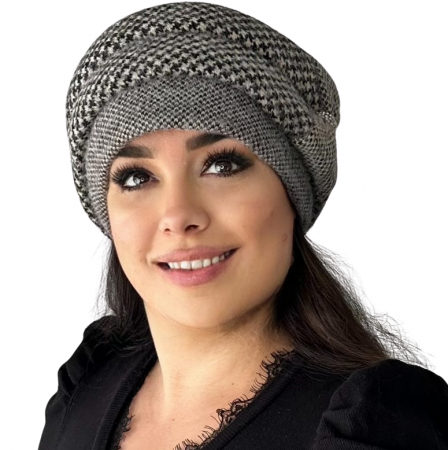 Caciula eleganta de dama Ema din angora, marime  58-69 universala, culoare crem  negru [1]