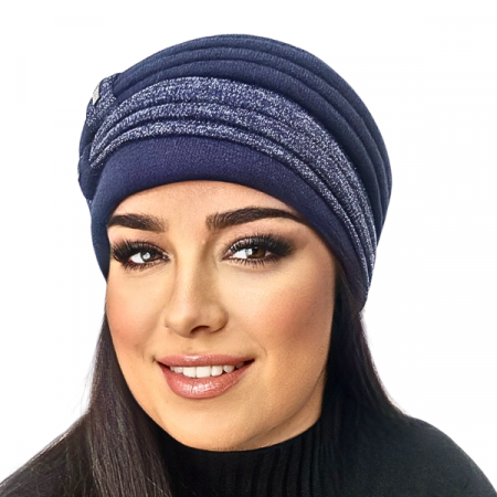 Caciula rafinata de dama Amalia din angora, marime universala, captuseala din polar, culoare bleomarin  AMB121 [5]