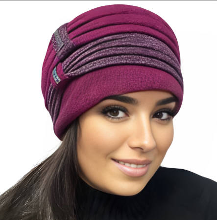 Caciula rafinata de dama Amalia din angora, marime universala, captuseala din polar, culoare bordo  AMB20 [2]