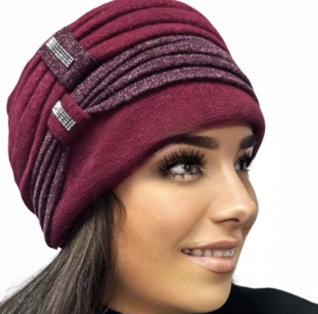 Caciula rafinata de dama Amalia din angora, marime universala, captuseala din polar, culoare bordo  AMB20 [1]