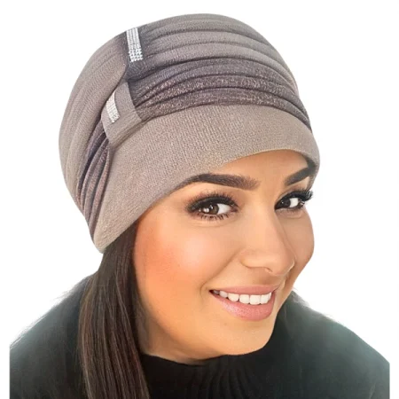 Caciula rafinata de dama Amalia din angora, marime universala, captuseala din polar, culoare bej AMB120 [5]