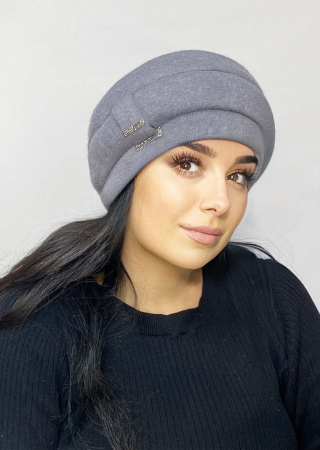 Caciula rafinata de dama Amalia din angora, marime universala, captuseala din polar, culoare  GRI [0]