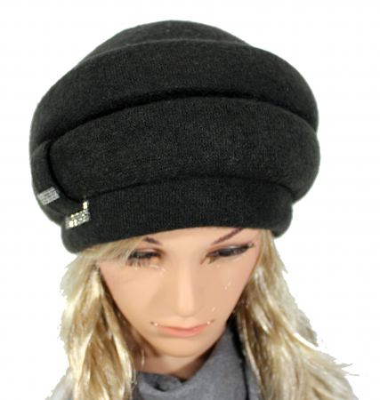 Caciula rafinata de dama Amalia din angora, marime universala, captuseala din polar, culoare  Neagra [0]