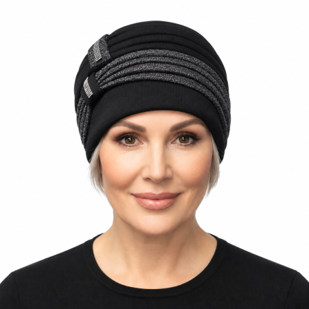 Caciula rafinata de dama Amalia din angora, marime universala, captuseala din polar, culoare negru AMN119 [6]