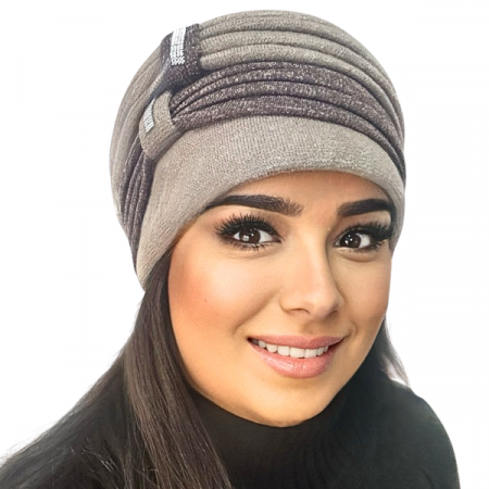 Caciula rafinata de dama Amalia din angora, marime universala, captuseala din polar, culoare bej AMB120 [2]