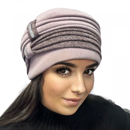 Caciula rafinata de dama Amalia din angora, marime universala, captuseala din polar, culoare  mov deschis AMVD112 [0]