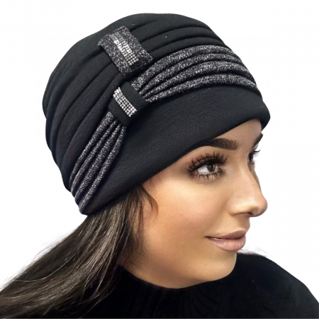 Caciula rafinata de dama Amalia din angora, marime universala, captuseala din polar, culoare negru AMN119 [1]
