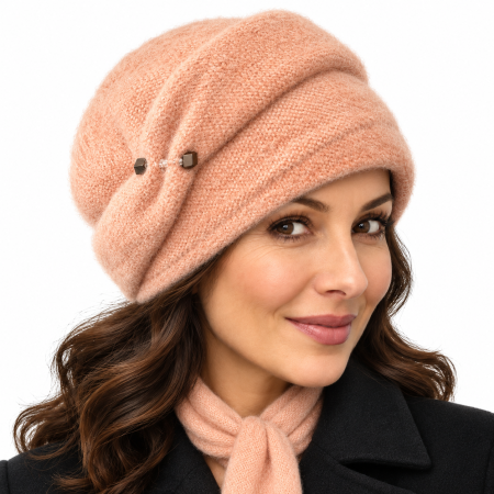 Caciula de dama modelul MIRA din angora, marime 58-60, captuseala din polar, culoare PEACH  MIR_01 [4]