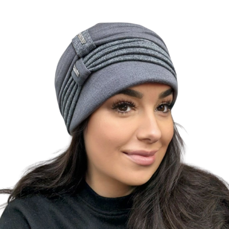 Caciula rafinata de dama Amalia din angora, marime universala, captuseala din polar, culoare  roz pudra AMR117 [2]