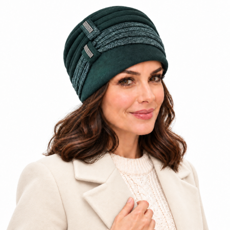 Caciula rafinata de dama Amalia din angora, marime universala, captuseala din polar, culoare verde  AMB121V [5]