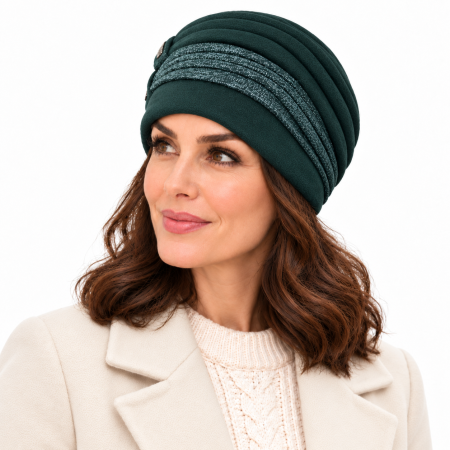 Caciula rafinata de dama Amalia din angora, marime universala, captuseala din polar, culoare verde  AMB121V [1]