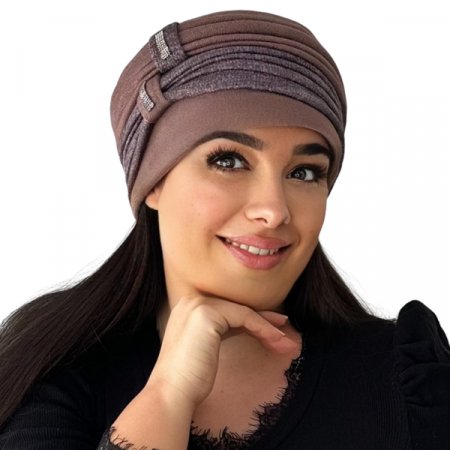 Caciula rafinata de dama Amalia din angora, marime 58-60, captuseala din polar, culoare maro   AMB121M [3]