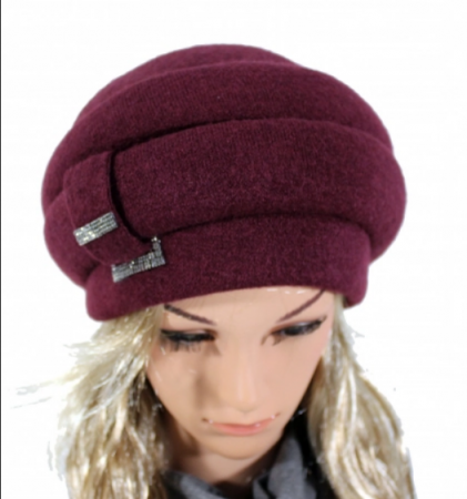 Caciula rafinata de dama Amalia din angora, marime universala, visiniu, captuseala din polar [1]