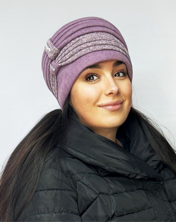 Caciula rafinata de dama Irina din angora, marime universala, captuseala din polar, culoare mov deschis [0]