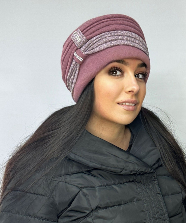 Caciula rafinata de dama Irina din angora, marime universala, captuseala din polar, culoare acaju [0]