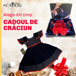 Cadoul de Craciun - Rochita Karina din velur de fetite marime 98 si pantofi rosii [1]