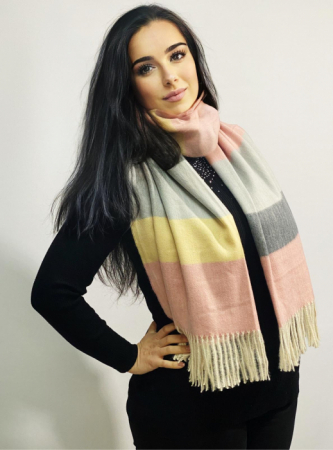 Cadoul perfect de Crăciun - Eșarfă de damă din cashmere cu lână și vâscoză,și mănuși din material textil, catifelat, roz [4]