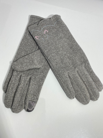 Cadoul perfect de Crăciun - Eșarfă de damă din lână și vâscoză și mănuși din material textil, catifelat, gri [1]