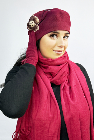 Cadoul perfect de Crăciun - Eșarfă groasa de damă din cashmere și mănuși  catifelate cu blăniță  5707VSN [1]