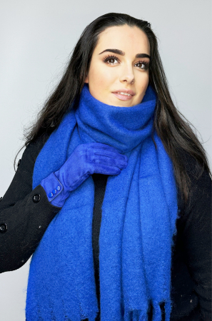 Cadoul perfect de Crăciun - Eșarfă groasa de damă din cashmere și mănuși  catifelate albastru regal  5708BLUE [1]