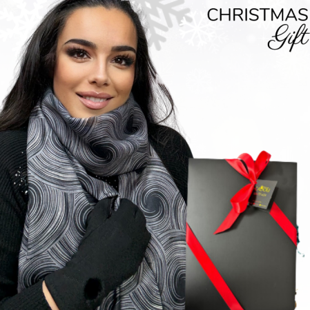 Pachete si seturi cadou femei - Cadoul perfect de Craciun set 2in1 cu manusi si esarfa calduroasa 25613.11