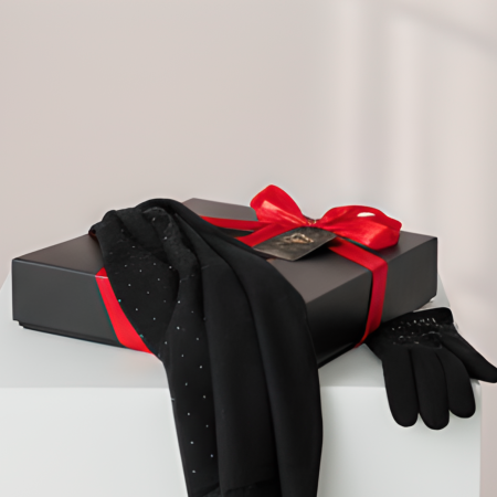 Cadoul perfect de Craciun  set 2in1 cu manusi si esarfa DIAMOND femei D50314 negru [2]