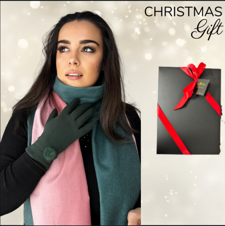 Pachete si seturi cadou femei - Cadoul perfect de Craciun set 2in1 cu manusi si esarfa eleganta 5901.VR01